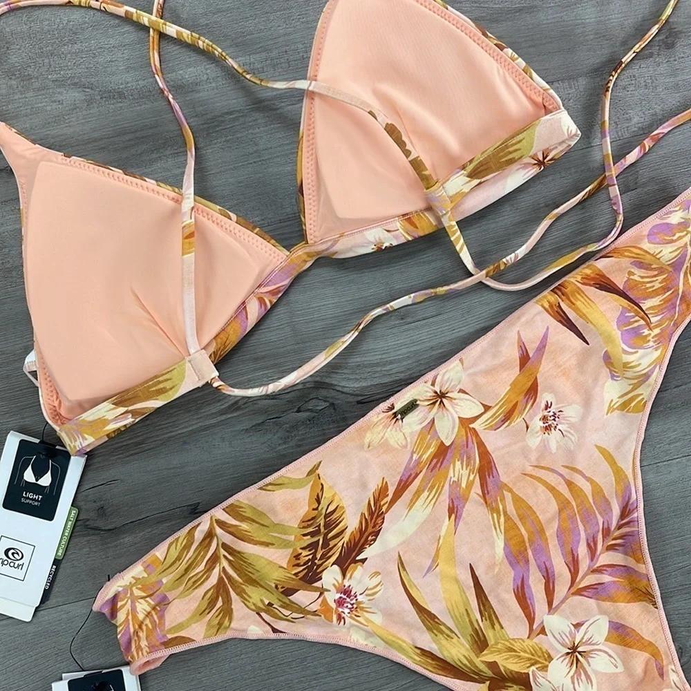 ☀️RIP CURL☀️ SUNDAY SWELL TRI SUNDAY SWELL HIPSTER CHEEKY BIKINI SET